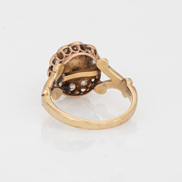 Late 19th Century Gia Natural Saltwater Pearl Ring Antique Victorian Diamond 14k Gold Sz 6.5 For Sale - Image 5 of 7
