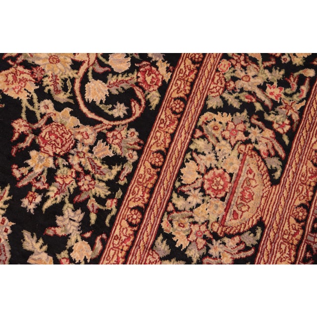 1990s Shabby Chic Medallion 1990's Pak-Persian Black/Gold Wool Rug - 5'11'' X 9'1'' For Sale - Image 5 of 9