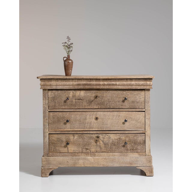Wood 1880-1889 France Whitewashed Oak Whitewashed Oak Commode For Sale - Image 7 of 11