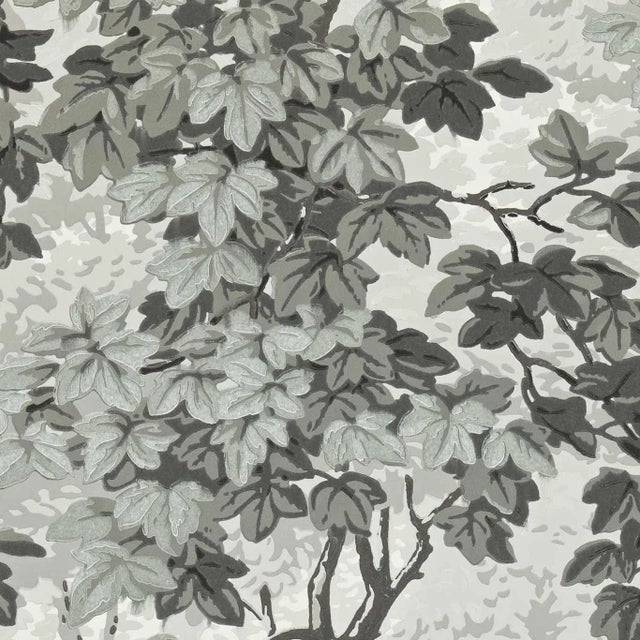 Zoffany Richmond Park Wallpaper in Charcoal For Sale