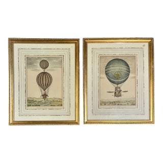 Vintage Framed Hot Air Balloon Prints - Pair For Sale