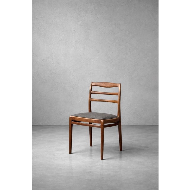 1960s Mid-Century Modern Danish Teak & Grey Fabric Chairs, 1960s, Set of 4 For Sale - Image 5 of 18