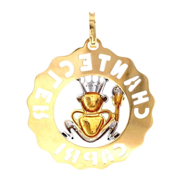 Contemporary Chantecler Capri 18k Two Tone Large Logo Diamond Frog Prince Charm For Sale - Image 3 of 7