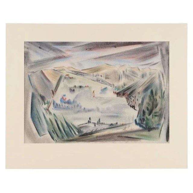 1950s Original Vintage Signed & Dated Yngve H. Olsen Landscape Watercolor Painting For Sale - Image 5 of 5
