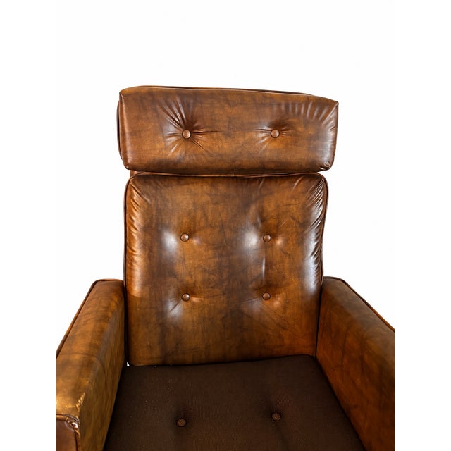 1970s Eck-Adams Brown Tufted High-Back Executive Office Chair For Sale - Image 12 of 17