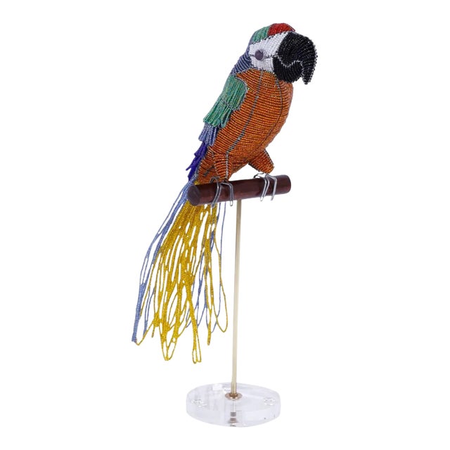 Glass Beaded Parrot Sculpture For Sale
