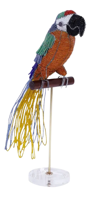 Glass Beaded Parrot Sculpture