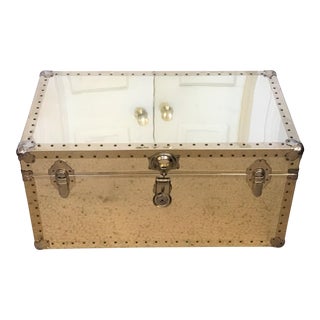 Vintage Brass Metal Trunk For Sale