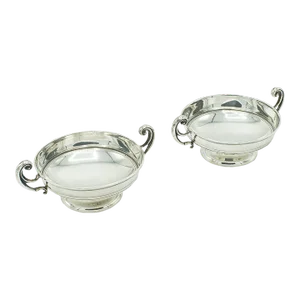 1900s Pair of Antique Edwardian English Sterling Silver Bonbon Dishes