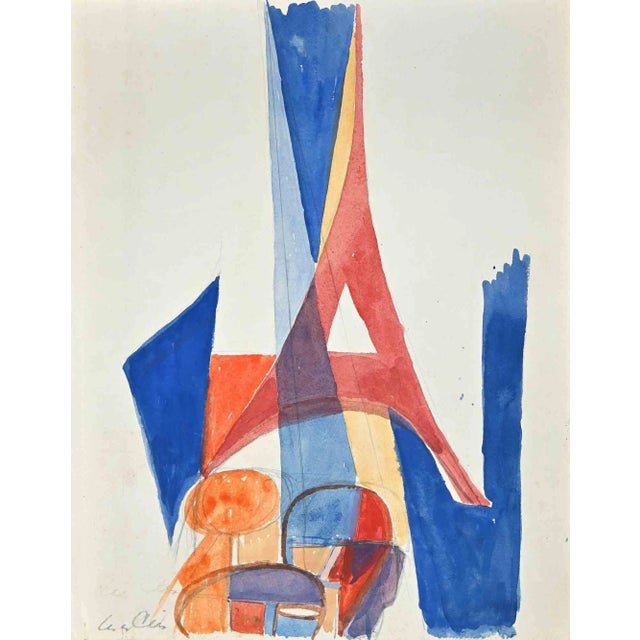 Yves Alix, The Eiffel, Original Drawing in Watercolor, Early 20th-Century For Sale