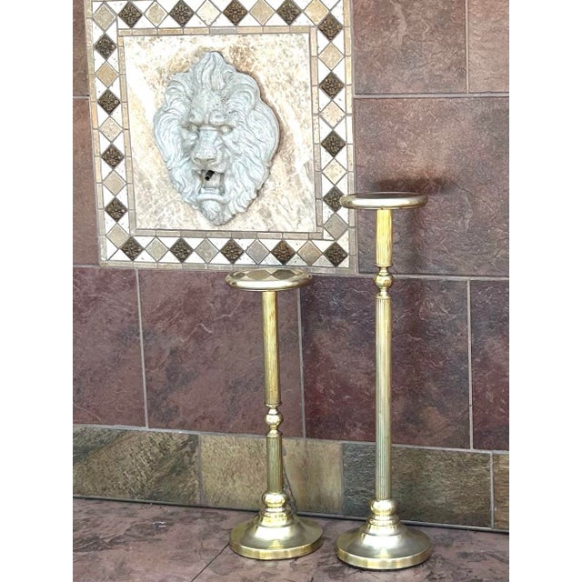 1980’s, Vintage, Polished Brass, Display/Pedestal Stand, Fluted Columns and a Stepped-Circular Base, Weighted, 36” Tall For Sale - Image 11 of 11