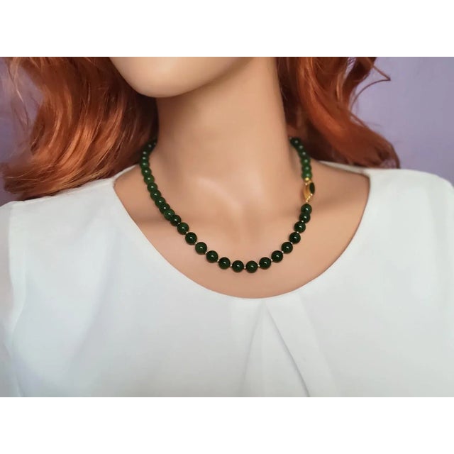 Contemporary Nephrite Jade Necklace With Jade Clasp For Sale - Image 3 of 7