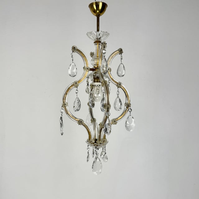 Gold Small Maria Theresa Style Crystal Chandelier from Salviati, Italy, 1930s For Sale - Image 8 of 12