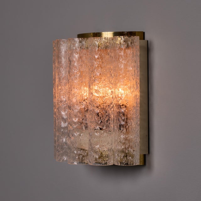 1970s 1970s Doria Leuchten Brass and Ice Glass Wall Lamps - a Pair For Sale - Image 5 of 17