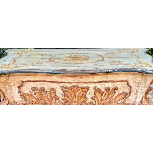 Quatrain for Dessin Fournir Carved Venetian Style Italian Paint Decorated Table For Sale - Image 9 of 13