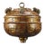 Vintage Chinese Bronze Stemmed Censer, Intricate Gold Inlaid Pattern, Archaic Style Incense Burner For Sale