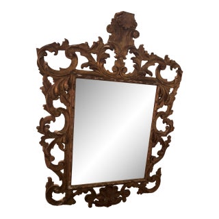 Antique Rococo-Style Carved Giltwood Wall Mirror With Acanthus Scrollwork For Sale