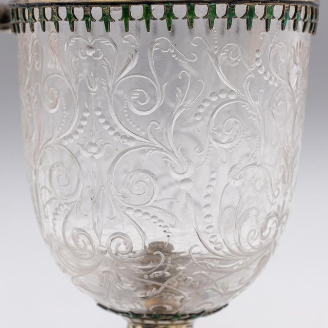 Antique 19th Century Austrian Silver, Enamel & Rock Crystal Ewer by Rudolf Linke, 1890s For Sale - Image 9 of 18