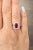 Modern Natural Ruby & Diamond Halo Ring in 14k White Gold – 2.05 Ct Size 5 For Sale - Image 3 of 9