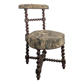 Napoleon III Smoking Chair in Twisted Blackened Wood with Foliage Tapestry For Sale