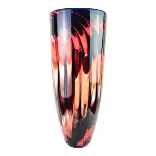 Large Mid-Century Fratelli Toso Murano "Fenicio" Flame Glass Vase For Sale