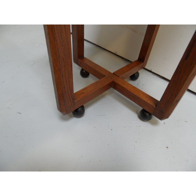 Art Deco Amsterdam School Oak Side Table, 1890s For Sale - Image 8 of 11