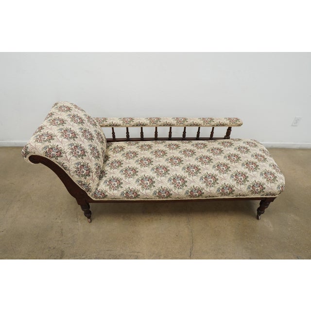 Victorian Vintage Victorian-Style Upholstered Chaise Lounge For Sale - Image 3 of 15