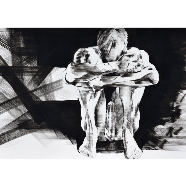 Christian Bauer, Introverted Male Nude, 1990s, Ink & Pencil For Sale - Image 13 of 13
