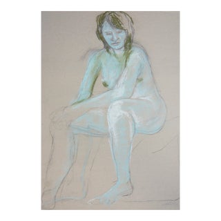 Martha Holden "Woman in Blue" Pastel Drawing For Sale