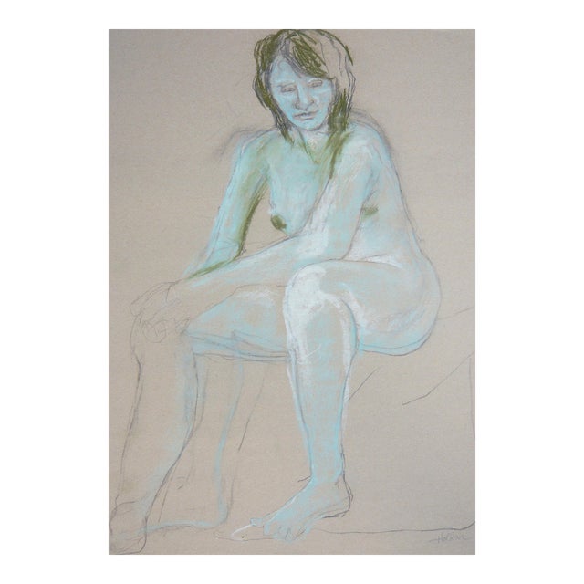 Martha Holden "Woman in Blue" Pastel Drawing For Sale