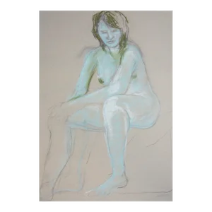 Martha Holden "Woman in Blue" Pastel Drawing