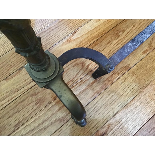 Brass 1920s Solid Brass Traditional Andirons - a Pair For Sale - Image 8 of 10