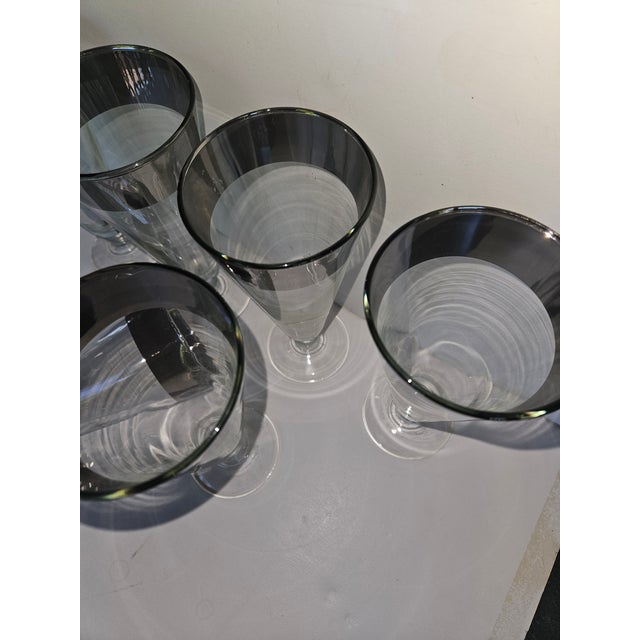 Dorothy Thorpe Mid 20th Century Dorothy Thorpe Style Mid Century Silver Rimmed Pilsner or Beer Glasses - Set of Six For Sale - Image 4 of 5