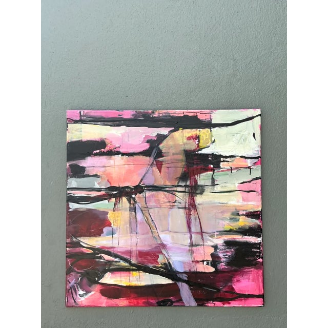 Contemporary Vintage Abstract Expressionist Oil Painting on Canvas For Sale - Image 3 of 12
