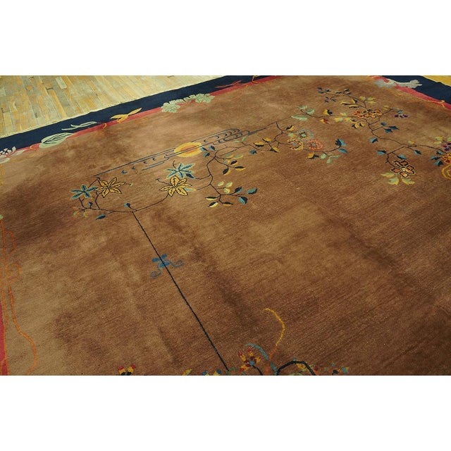 1920s Fabuluos Taupe Color With Black Border With Bits of Chinese Ornament Antique Art Deco Rug For Sale - Image 5 of 7