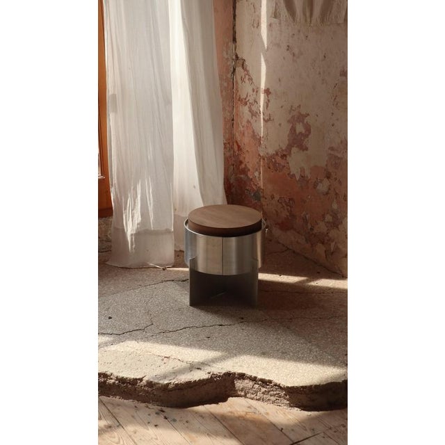 Not Yet Made - Made To Order Soft Futurism Lunar Side Table in Aluminum and Walnut by Filippo Andrighetto For Sale - Image 5 of 15