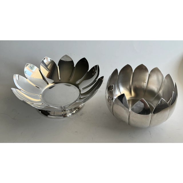 Mid 20th Century Mid 20th Century Vintage Reed & Baron Silverplate Lotus Flower Vase For Sale - Image 5 of 12