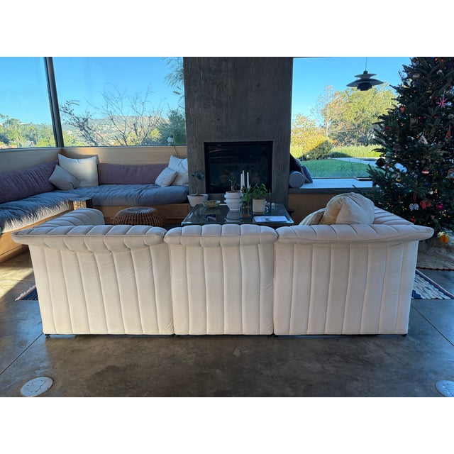 Modern Vintage Belgian Linen Sofa For Sale - Image 3 of 7