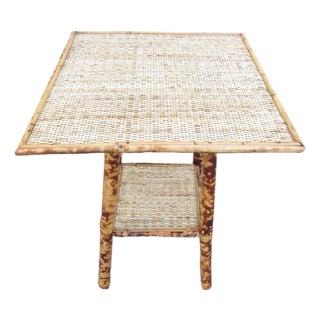 Antique English Tiger Bamboo Table. For Sale