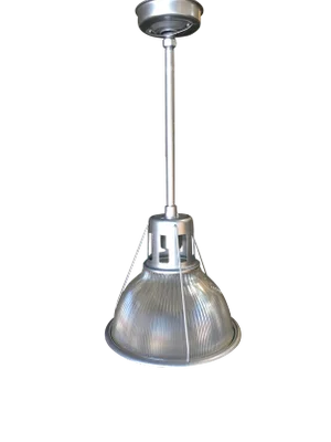 Silver Colored Industrial Ribbed Pendant Lamp by Holophane