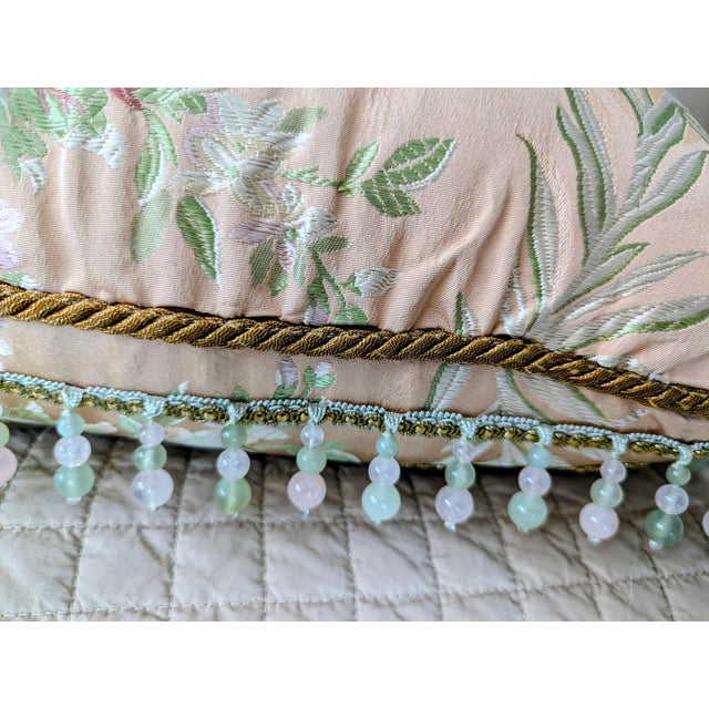 Custom Made Embroidered Scalamandre Silk and Jeweled Tassels With Semiprecious Stone Fringe - One of a Kind For Sale - Image 4 of 12