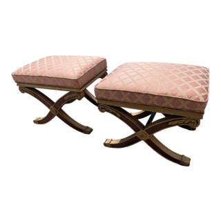 Vintage Mid Century Hollywood Regency Vanity Footstools - a Pair For Sale