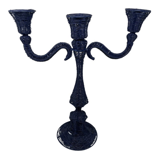 Tall Wire Candelabra Royal Blue 19" For Sale