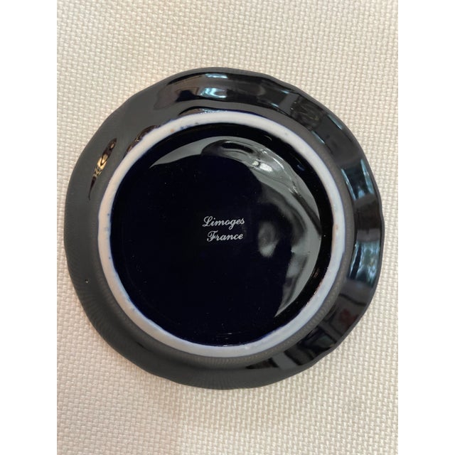 1980s Mid 20th Century Limoges Castell Cobalt and 22 Kt Gold Butter Pat - 2 Available For Sale - Image 5 of 7