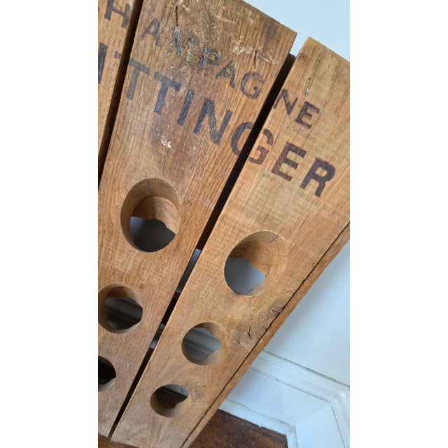 Champagne Vintage Wooden Champagne Riddling Rack With Taittinger Lettering For Sale - Image 8 of 15