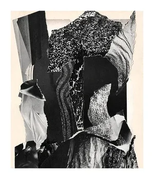"Midnight" Black and White Abstract Deco Collage by Molly Frances