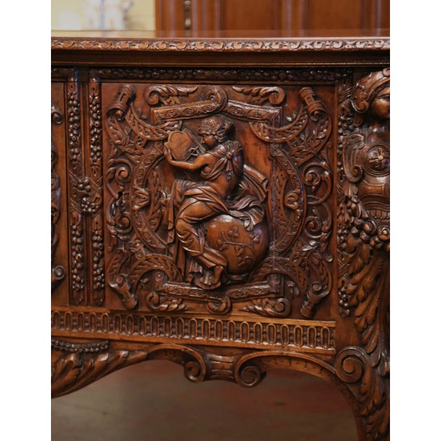 Brown 19th C. Italian Renaissance Revival Carved Walnut Credenza With Figural Panels For Sale - Image 8 of 12