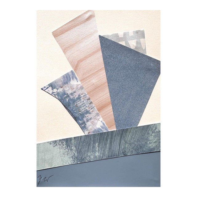 Abstract "Im Blue 5" Original Mixed-Media Collage on Paper by Zac Woodie For Sale - Image 3 of 8