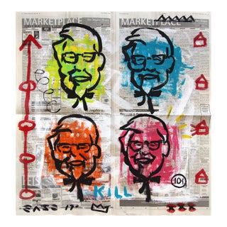 Fried Chicken - Original Colorful Figurative Pop Art Painting by Gary John For Sale