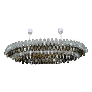 1980s Grey & Crystal Murano Glass Poliedri Chandelier For Sale